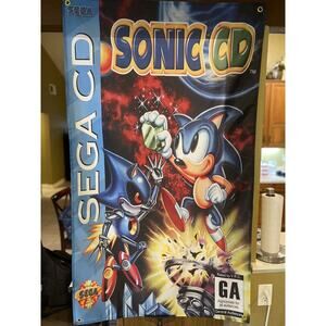 Sonic CD 5ft Flag Sega CD 1993 Banner Poster The Hedgehog Knuckles